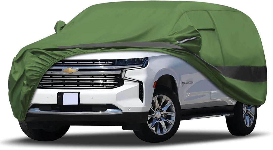 Heavy Duty Outdoor Car Cover Intended for Chevy Suburban,Waterproof All Weather for Automobiles, Outdoor Full Cover Rain Sun UV Protection with Zipper Cotton
