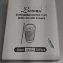 Lamosi 10 oz Disposable Coffee Cups with Lids, 50 Pack Insulated Hot Cups To Go Paper Coffee Cups with Lids and Straws, Corrugated Ripple Wall Cup for Hot Drink, Office, Coffee Bar (Black)