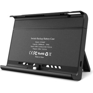 10000mAh Battery Charger Case, Compatible with Nintendo Switch & Nintendo Switch OLED Model, Portable Backup Battery Pack, Travel Power Bank, 2-Game Card Slots, Dual Type-C, Micro USB Charging Ports