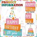 Yuntau 4 Pcs Birthday Table Decor Happy Birthday Wooden Sign Blocks Farmhouse Colorful Tiered Tray Decor Rustic Tabletop Centerpieces for Home Office Desk Shelf Mantel Party Decoration Supplies