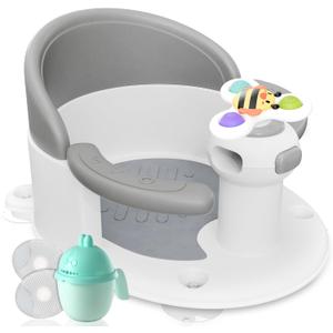 BEBELEH Baby Bath Seat for Babies 6 Months & Up - Safe Infant and Toddler Baby Bathtub Seat for Sitting Up - Baby Bath Tub Baby Tub Seat for Shower (Gray)