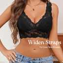 Avidlove Bralettes for Women Lace Bra Non Padded Longline Bralette Deep V Triangle Sexy Everyday Lingerie Bras (Black, L)