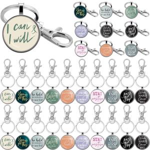 Sasylvia Inspirational Keychain Bulk Key Ring for Women Men Teacher Employee Appreciation Positive Office Business Favors