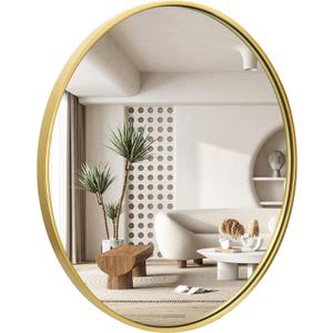 Wall Mirror 42 inch Gold Round Wall Mirror for Entryways, Washrooms, Living Rooms