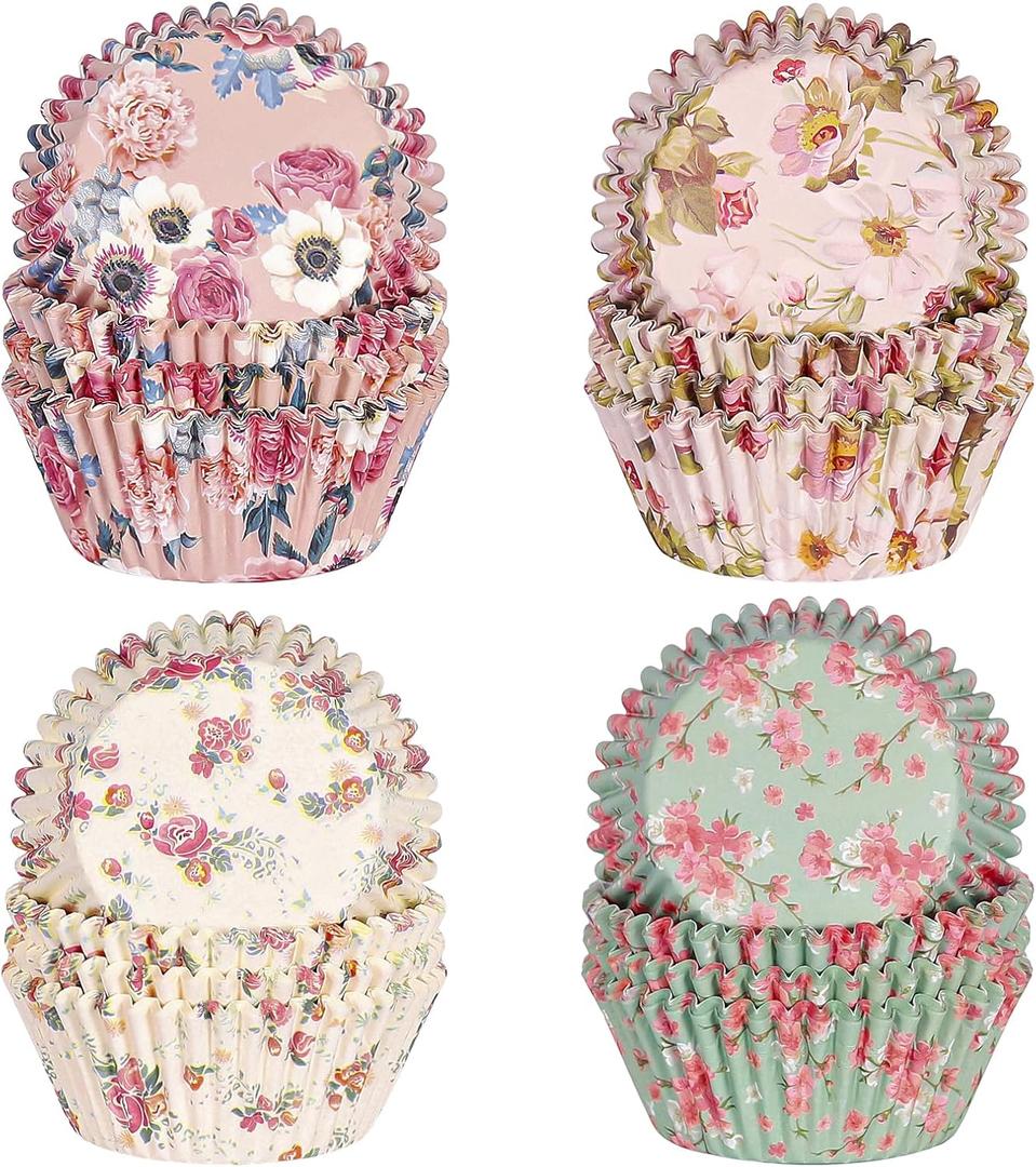 Floral Standard Cupcake Liners 400 Count Paper Baking Cups Disposable Cupcake Wrappers for Wedding and Party Baking Supplies