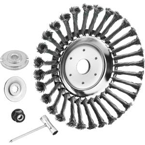 10 Inch Unbreakable Wired Trimmer Blade, Steel Wire Cutter Trimmer Head, Wire Rotary Brush Weed Trimmer Head, Weed Eater Head with Adapter Kit for Moss Grass Rust Removal, Gardening Lawnmower