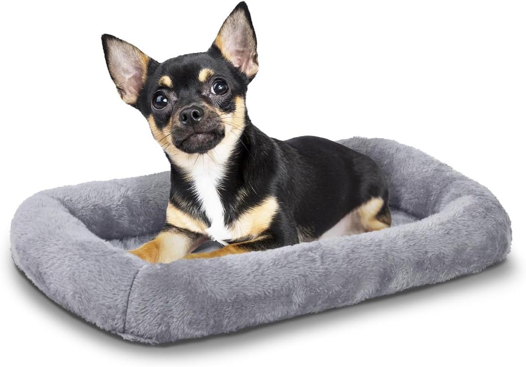 Patas Lague Bolster Dog Bed for Extra Small Dogs 16''x12'', Soft Warm Foam Pet Sofa Bed, Machine Washable Pet Cat Crate Mat for Toy Breeds, Grey (XS:16x12x2 IN)