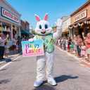 Easter Bunny Mascot Costume Blue Vest Unisex Deluxe Rabbit Costume Party Adult Size Fancy Dress