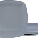 TP 10.5" Melamine Square Dinner Plates, 6-piece Plate Set Unbreakable Serving Dishes for Indoors and Outdoors, Unbreakable Dinner Service for 6, Gray