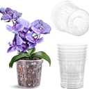 TRUEDAYS Orchid Pot  6 Pack 5 Inch Clear Orchid Pots with Drainage Holes for Repotting  Ideal for Healthy Root Growth  Sturdy Plastic Plant Pot for Indoor & Outdoor Plants