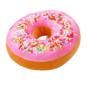 ChezMax Round Donut Pillow 16 Inch, Soft Decorative 3D Print Seat Pad Cushion, Comfortable Plush Funny Cute Food Shaped Stuffed Throw Pillow for Adult Couch Floor Chair Sofa Office-Pink Sugar