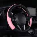 Auto Car Leather Steering Wheel Cover Anti Slip Wrap 15" (Pink)