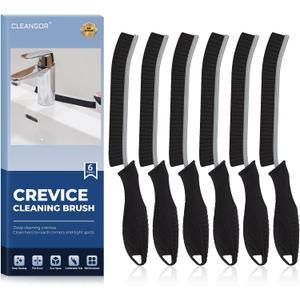 Crevice Cleaning Brushes, Cleaner Scrub Brush Tool for Hard to Reach Tight Space, Home Essentials, Cleaning Supplies for Shower, Bathroom, Kitchen, Toilet, Window (Black)