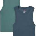 Hanes Womens Originals Racerback Crop Tank, 2-Pack, Comfywear Supersoft Rib Cropped Tank Top Loungewear Pack (XX-Large, Stargazer Grey/Faded Sage Green)