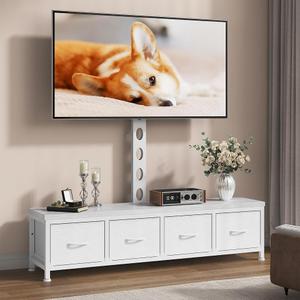 DrawXynth TV Stand with Mount & 4 Drawers, Entertainment Center up to 75 inch TV, Modern Media Console Fabric Dresser TV Stand for Living Room Bedroom