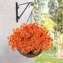 Agusbagli Artificial Hanging Fall Flowers with Baskets for Outdoors Fake Hanging Autumn Plants UV Resistant Faux Orange Flowers in Basket Decor for Porch Patio Garden Yard Window Home Fall Decor