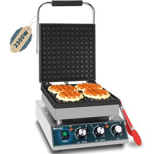 Hehinton® Commercial Waffle Maker, 110V 2300W Professional Liege Waffle Maker Dual Temperature Control,11.4"x11.4" Cooking Area, Waffle Iron with Nonstick Plates for Food Trucks, Cafes & Home Use