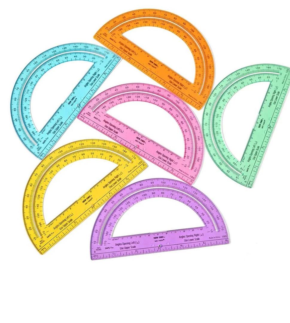Zonon 12 Pieces Protractors Bulk Plastic 180 Degrees 6 Inch Translucent Protractors for Geometry, Angle Measurement, Students School Supplies