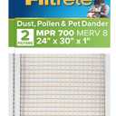 Filtrete 24x30x1 AC Furnace Air Filter, MPR 700, MERV 8, Tough on Pollen, Easy on Airflow, 3-Month Pleated 1-Inch Electrostatic Air Cleaning Filter, 2-Pack