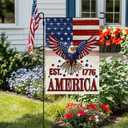 2 x CROWNED BEAUTY 4th of July Garden Flag Patriotic America Double Sided 12x18 Inches Small Burlap Holiday Welcome Yard Porch Decoration for Outside (Beige) CF1833-12