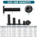 61Pcs 1/4-20 Flat Head Hex Socket Cap Screws Assortment Kit, 1/4-20 x 3/4 1 1-1/2 1-1/4 2-1/2 2 Socket Cap Bolts,304 Stainless Steel, Full Thread, Black Oxide with Hex Spanner