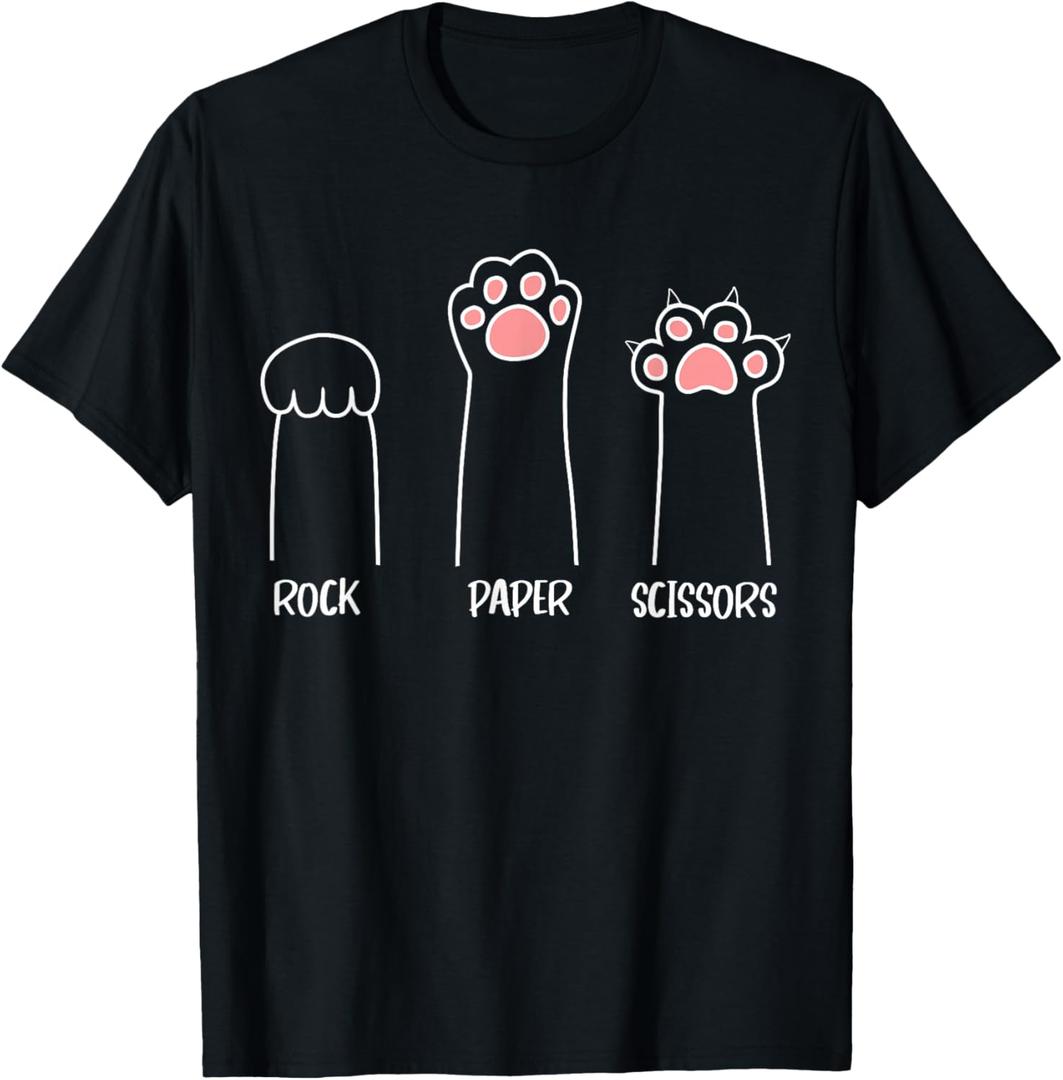 Introvert Cat Animal Rescue Pet Lover Apparel Rock Paper Scissors Hand Game Cute Paw Funny Cat T-Shirt, S