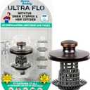 Drain Buddy Ultra Flo No Installation 2 in 1 Clog Preventing Tub Drain Stopper and Hair Catcher for 1 3/8" to 1.5" Bathtubs and Utility Sinks Oil Rubbed Bronze Metal Cap