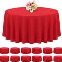 12 Pack Round Tablecloths 120 Inch, Red Polyester Table Cover for Round Table, Stain and Wrinkle Resistant Washable Fabric Tablecloth, Polyester Tablecloth for Wedding Banquet Parties