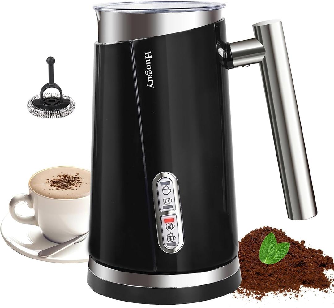Huogary Milk Frother, 4 in 1 Electric Milk Steamer, Automatic Hot & Cold Foam Maker, Milk Warmer for Coffee, Latte, Cappuccino, Macchiato, 120V