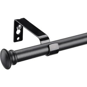 Black Curtain Rods for Windows 28 to 48 Inch, 5/8 Inch Small Decorative Matte Black Curtain Rod Set with Brackets, Splicing Adjustable Curtain Rods