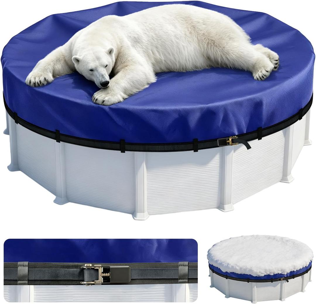 21FT Round Winter Above Ground Pool Covers,Heavy Duty PE,Cold Resistant
Stainless Steel Ratchet Tensioner,12 Mil Extra Thick Polyethylene,Tear-resistant and Windproof,Anti-UV,Easy Install,Navy