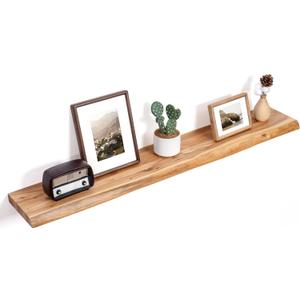 Floating Shelves for Wall Decor, Rustic Solid Elm Wood Floating Shelves Wall Mounted, Wall Shelves with Invisible Bracket for Living Room Bathroom Bedroom Kitchen, 48 Inch, Natural (48inch)