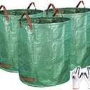 Gardzen 2-Pack 72 Gallon Yard Waste Bags, Reusable Heavy Duty Collapsible Garden Leaf Bags with Plastic Ring, Stand-Up Yard Waste Bin for Leaves, Lawn Debris & Grass Clippings