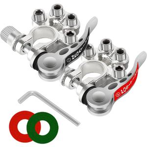 Car Battery Terminal Connectors, 2Pcs 4 Way Quick Release Disconnect Battery Terminals, Positive Negative Battery Cable Ends for SAE/JIS Type A Posts, Universal for Cars, Vans, Trucks (Silver-1)