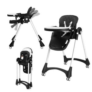 JOYMOR Foldable Baby High Chair, 4 in 1 Convertible Highchair for Eating, Height Adjustble and Multiple Seat Position, Compact Foldable Design for Easy Storage (Black)