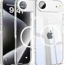 Misscase for iPhone 17 Air Magnetic Case,[Military Drop Protection] Clear Hard Plastics Cover, Camera Lens Protector,Compatible with MagSafe,Anti Yellowing Full Protection Cases-White