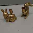 Sliner 2 Set Easter Bunny Candle Holders Rabbit Gold Taper Decorations, Vintage Rustic Candlesticks Pedestal, Centerpieces Decor for Candle Fireplace Mantle Dining Table Gifts Crafts