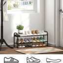 2-Tier Shoe Rack for Closet, Expandable Metal Shoe Organizer, Adjustable Shoe Shelf Storage Organizer, Standing Shoe Rack for Entryway Closet Doorway (Black)