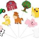 WERNNSAI 36 PCS Farm Cupcake Toppers - Farm Animal Birthday Decorations Animal Cake Toppers Picks Barnyard Party Decorations for Kids Baby Shower Birthday Tractor Theme Party Supplies