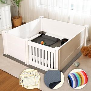48" * 48" Whelping Box for Dogs with Rails, Suitable for Large/Medium Dogs, White