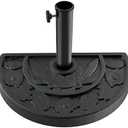 Half Round Umbrella Base - 20lb Weighted Semicircle Freestanding Resin and Concrete Umbrella Stand for Outdoor Use by Pure Garden (Black)
