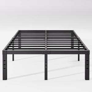 18 Inch High Queen Bed Frame No Box Spring Needed, Heavy Duty Metal Platform Bed Frame Queen Size for Heavy People, Easy Assembly, Noise Free, Black
