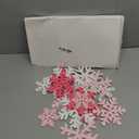 Wenqik 16 Pcs Winter Wooden Snowflake Decor Christmas Winter Snowflake Tabletop Decorations 3D Snow Table Signs Standing Centerpiece Xmas Tiered Tray Decorations for Party(White,Pink)