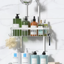 YASONIC Shower Caddy Hanging, Never Rust Shower Organizer Hanging, Aluminum Shower Racks for Inside Shower with Hooks for Razor, Bathroom Organizers and Storage with Soap Holder, Bright Silver