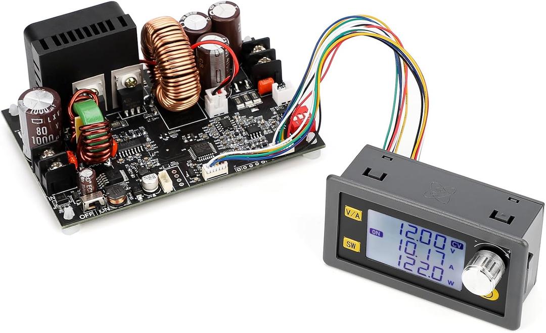 DROK CNC DC Buck Converter with Meter, 6-70V to 0-60V 20A 1200W, DC 5V 9V 12V 24V 36V 48V 60V Fixed Output Voltage, Adjustable Power Supply Voltage Regulator Step Down Module