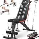FLYBIRD Foldable Weight Bench for Woman Sculpt & Energize with Resistance Bands, 8 Backrests Fast Adjustable FID for Home Gym Full Body Workout, Easy to Storage for Small Space