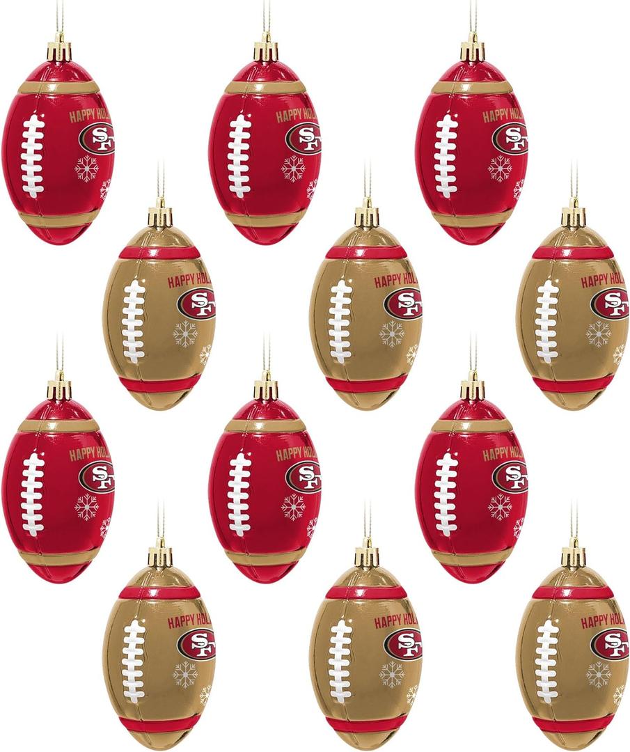 FOCO San Francisco 49ers NFL 12 Pack Football Ornament Set