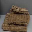 MADIZZ Set of 2 Faux Wool Plush Decorative Throw Pillow Covers 22x22 Inch Brown Fluffy Striped Soft Decorative Cushion Cover for Sofa Bedroom Pillow Shell