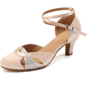 AOQUNFS Women Ballroom Latin Dance Shoes Salsa Closed Toe 1920s Party Dance Performance Shoes,Model L157, 9.5