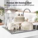 Tomorotec 17.7" x 15.5" Roll Up Dish Drying Rack Over Sink Drying Rack Sink Cover Kitchen Sink Accessories Gadget Multipurpose Organizer Foldable Stainless Steel Drainer (Grey)